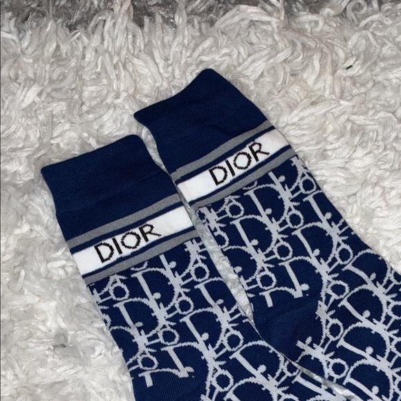 Dior Men's Navy and White Logo Socks - Picture 2 of 3